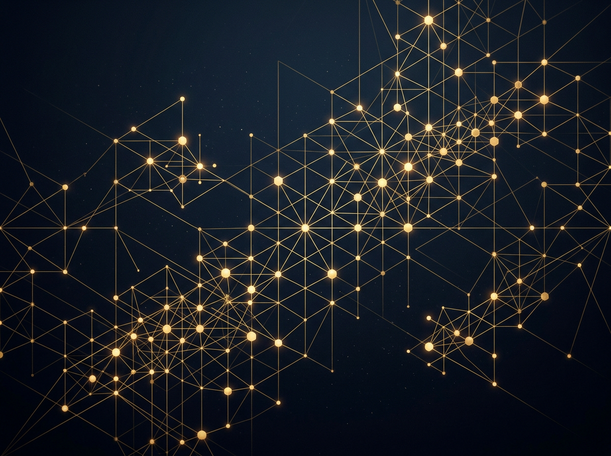 Abstract gold network diagram representing digital sovereignty and structured trust